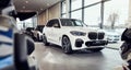 08 of Fabruary, 2018 - Vinnitsa, Ukraine. New BMW X5 car presentation in showroom - front side