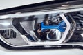 08 of Fabruary, 2018 - Vinnitsa, Ukraine. New BMW X5 car presentation in showroom - new technology laser headlight Royalty Free Stock Photo