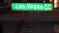 Fabulos Las Vegas, traffic sign glowing on The Strip in sin city of USA. Iconic signboard on the road to Fremont street in Nevada