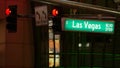 Fabulos Las Vegas, traffic sign glowing on The Strip in sin city of USA. Iconic signboard on the road to Fremont street in Nevada