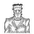 Fabulous artificial man sketch engraving vector Royalty Free Stock Photo