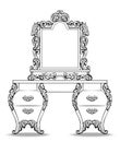 Fabulous Baroque Console Table and Mirror frame set. Vector French Luxury rich carved ornaments. Victorian wealthy Style