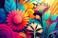 fabulous bright flowers, colorful floral background, ai generation