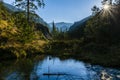 A fabulous and charming forest landscape and karst spring in the valley