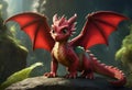 Fabulous colorful baby dragon in fantasy style