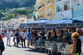 Capri,Campania/Italy-July 17, 2019: Fabulous colorful street of Capri island. Touristic places concept