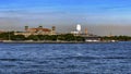 The fabulous Ellis Island, seen from a boat that has sailed to Liberty Island, where the fabulous Statue of Liberty. Royalty Free Stock Photo