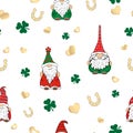 Fabulous fantastic gnomes, dwarfs. Funny vector, seamless pattern.