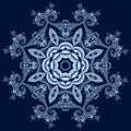 Fabulous fractal background with circle ornament. Snowflakes openwork pattern. Mary Christmas and Happy New Year theme