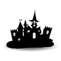 Fabulous Gothic castle, design for the holiday of Halloween, silhouette on a white background,