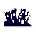 Fabulous Gothic castle, design for the holiday of Halloween, silhouette on a white background,