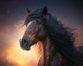 A fabulous horse in the sunset. Generative AI Royalty Free Stock Photo