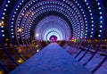 Fabulous illuminated tunnel in Moscow central park