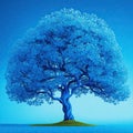 A fabulous large and sprawling tree with blue leaves