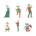 Fabulous Medieval Character from Fairytale with Red Riding Hood, Pussy in Boots, Robin Hood, Fairy Godmother and Jester