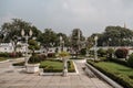 Fabulous, mystical, Buddhist Asian temple with pagodas and statues. Popular tourist destination. Urban Asian