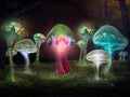Fabulous mystical mushrooms in the forest Royalty Free Stock Photo