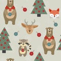 Fabulous Reindeer and Raccoon Vector Seamless