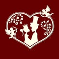 Fabulous silhouettes of the Prince and Princess with cupids