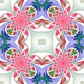Fabulous symmetrical pattern of the petals. Pink, blue and green