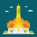 Fabulous temple of Thailand flat design Royalty Free Stock Photo