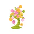 Fabulous tree with candy and orange slice on the branches. Vector illustration on white background. Royalty Free Stock Photo