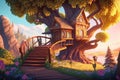 fabulous tree house by the lake Royalty Free Stock Photo
