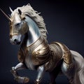 fabulous unicorn in silver armor