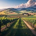 Fabulous vineyards landscape in South Styria near Gamlitz. Autumn scene of grape hills in popular travell destination