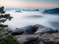 The fabulous vistas of Saxon Switzerland. Kleiner Winterberg view, beautiful morning