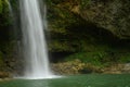 Fabulous wild jungle cascade in espanola island Royalty Free Stock Photo