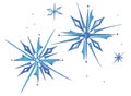 Sharp icy geometric blue-azure snowflakes