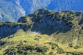 Fabulously beautiful European cozy landscape in the cozy Alps mountains in Liechtenstein on the border with Austria. Royalty Free Stock Photo