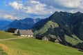 Fabulously beautiful European cozy landscape in the cozy Alps mountains in Liechtenstein on the border with Austria. Royalty Free Stock Photo
