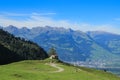 Fabulously beautiful European cozy landscape in the cozy Alps mountains in Liechtenstein on the border with Austria. Royalty Free Stock Photo