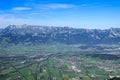 Fabulously beautiful European cozy landscape in the cozy Alps mountains in Liechtenstein on the border with Austria.