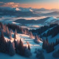 A fabulously beautiful winter landscape at sunset