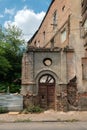 Facade of abandoned old brick house Royalty Free Stock Photo