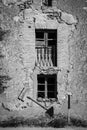 Facade of an abandoned rural house in Soria Spain