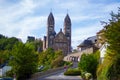Facade of the Abbey of St. Maurice and St. Maurus of Clervaux Clervaux Abbey in Clervaux, Luxembourg Royalty Free Stock Photo
