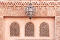 The facade of the ancient building with an arabic ornament