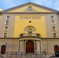 Facade of the ancient Gianduia Theatre in Turin, Italy