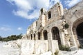 The facade of the ancient Greek theater Odeon of Herodes Atticus in Athens, Greece Royalty Free Stock Photo