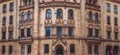 The facade of an ancient historical building on Jakubska street in Brno