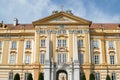 The facade of the ancient and imposing monastery of Melk on the Royalty Free Stock Photo