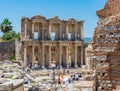 Facade of the Ancient Library of Celsus in the Ancient Greek City Of Ephesus, Turkey. Royalty Free Stock Photo