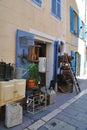 The facade of antique shop in a narrow bystreet Royalty Free Stock Photo