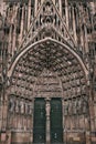 Facade with arcades of the cathedral in Strasbourg