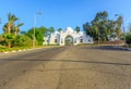 Facade of arch at the entrance beautiful hotel in Egypt. Royalty Free Stock Photo