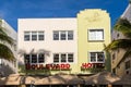 facade of art deco hotel Boulevard with palm trees at ocean drive, south beach, Miami Royalty Free Stock Photo